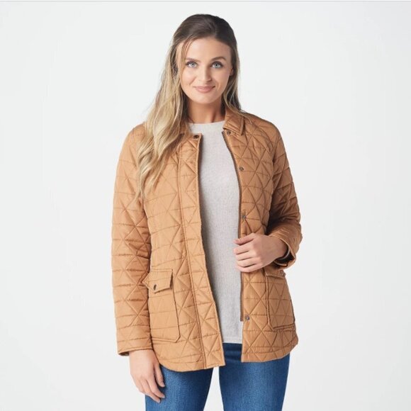 Isaac Mizrahi Live! Zip Front Quilted Jacket with Leopard Printed Lining - Picture 4 of 5